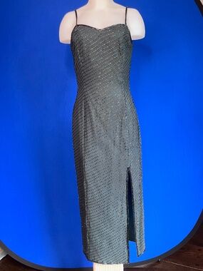 SZ 4, 100% Silk Women's Deep Green Beaded Dress from Sténay
